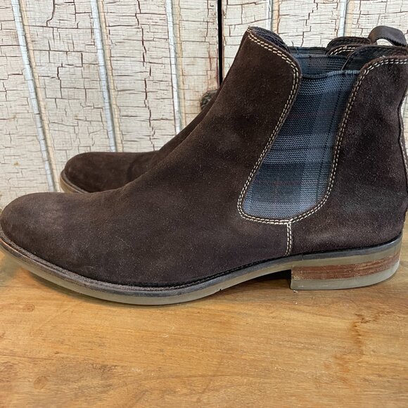 Donald J Pliner Brown Suede Scottish Chelsea Ankle Boots 11.5 - Picture 2 of 6